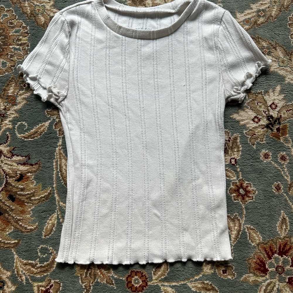 White Ribbed Knit Top